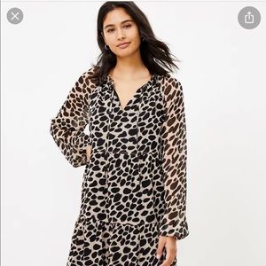Ann Taylor CHEETAH PRINT TIERED SWING DRESS.